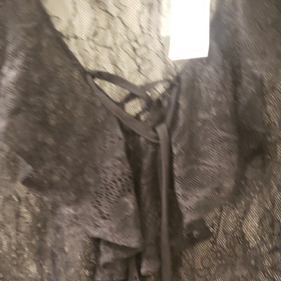 New York & Company Black Ruffled Long Sleeve Blouse - Picture 7 of 7